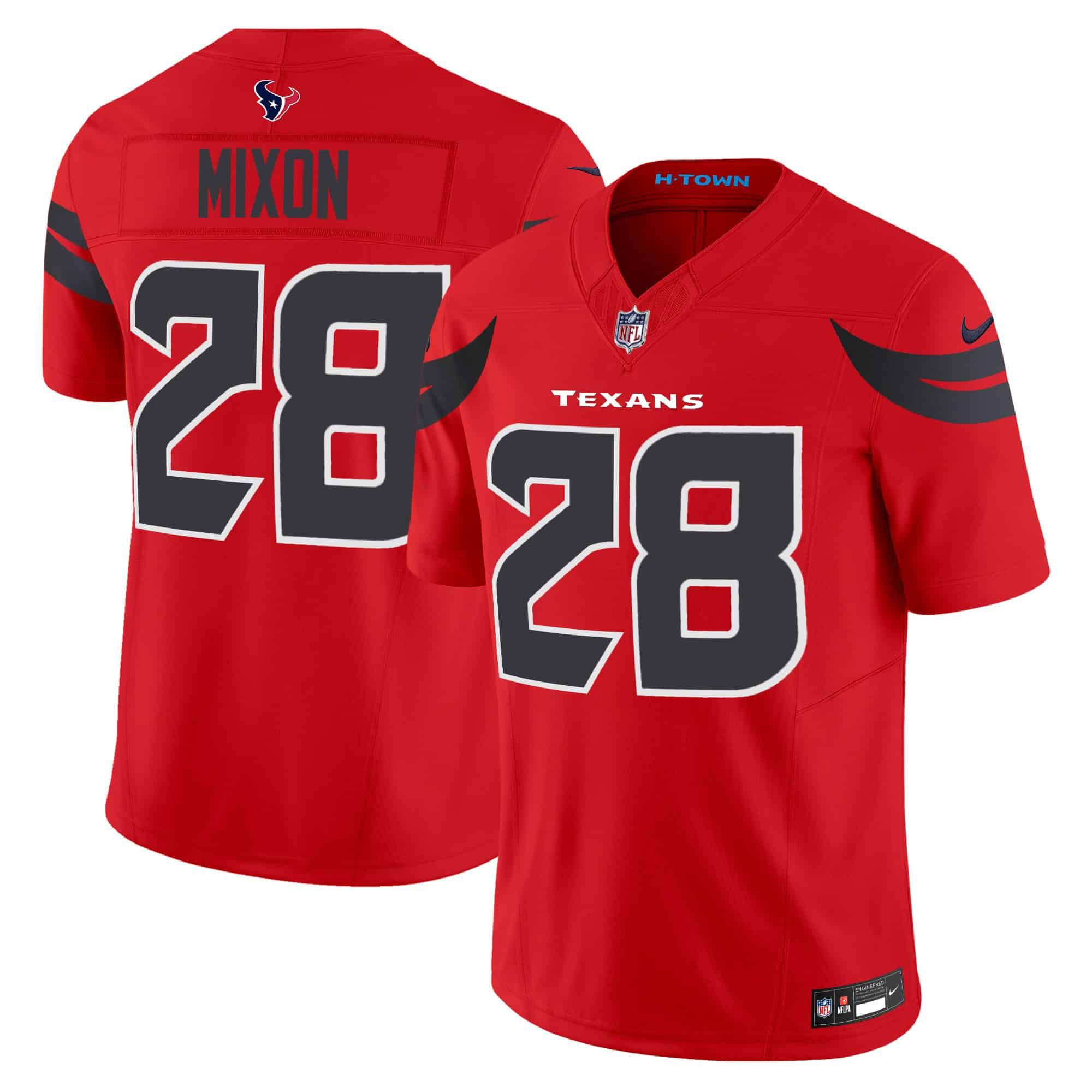 Men Houston Texans 28 Mixon Red 2024 Nike Vapor Limited NFL Jersey